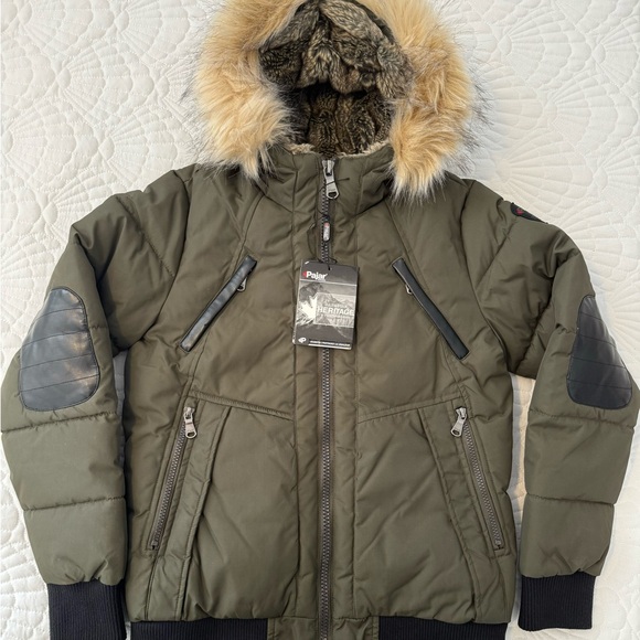 NWT Pajar Kids Winter Parka - Dark green with black trims- Size 18 - Picture 3 of 17